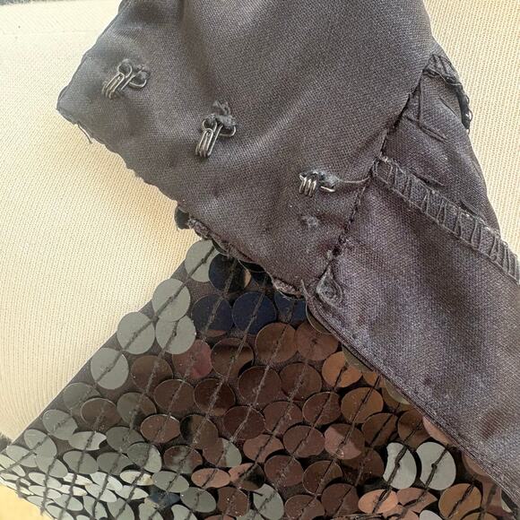 VTG Cache Little Black Dress Sz 4 Sequins Mini Bodycon Halter 90s Y2K Clubwear - Picture 8 of 12